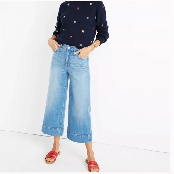 Madewell Petite Wide-Leg Crop Jeans in Delancey Wash size 37P NWT - Picture 1 of 9